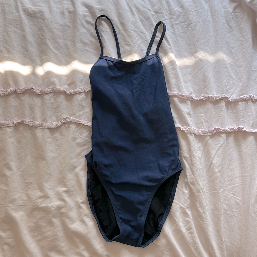 Jolyn Navy blue brandon solid back training swim suit size 26 one piece